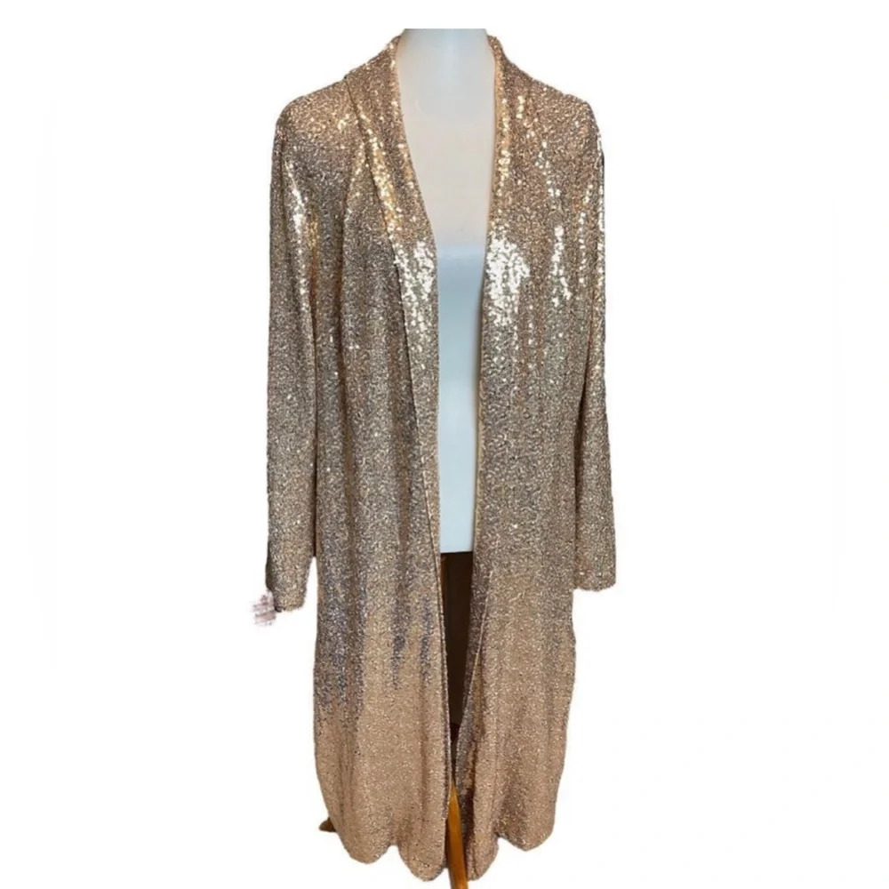 Lane Bryant Gold Sequin Duster - Picture 2 of 12